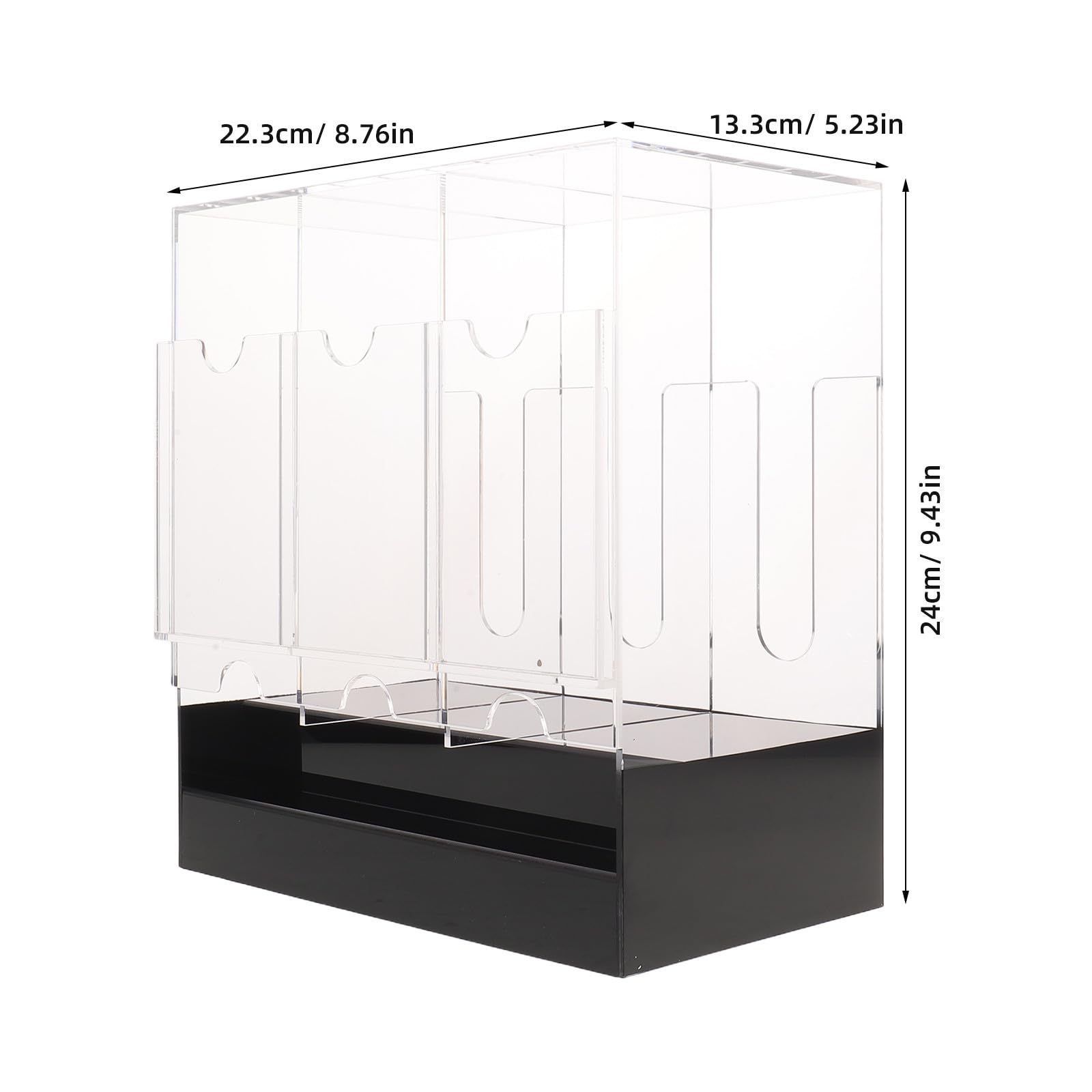 Caja de Exhibición para Paquetes con 3 Compartimentos, Acrílico Transparente Mate de 24x22x13cm, Mejora Reconocimiento y Reduce Reflejos para Tiendas y Mostradores