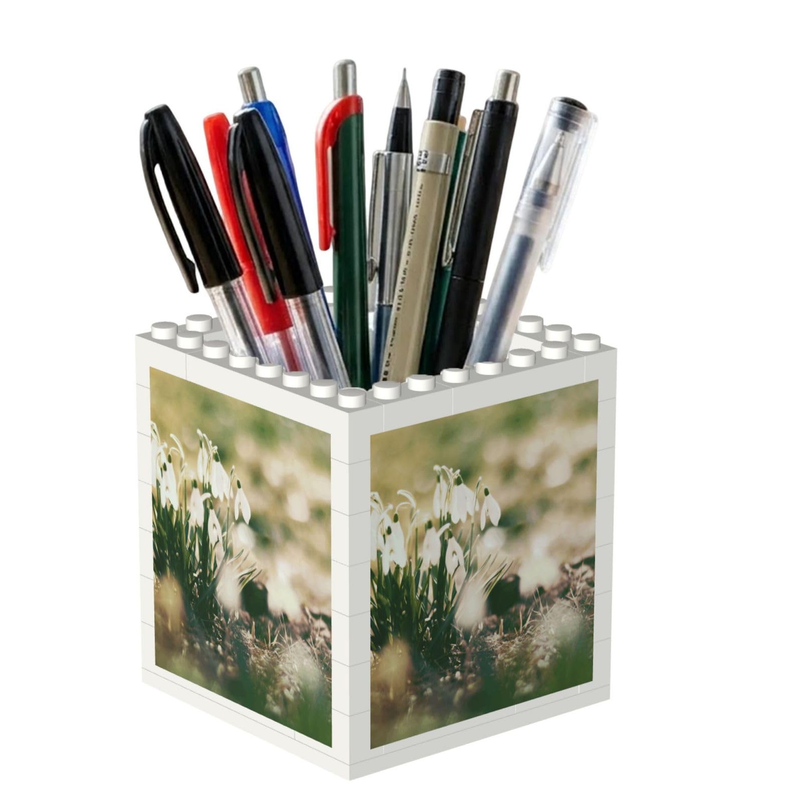 Poadnly Wild Spring Snowdrop, Pen Pot Pencil Holder for Office Home School, Compact Desk Organiser for Office Stationery