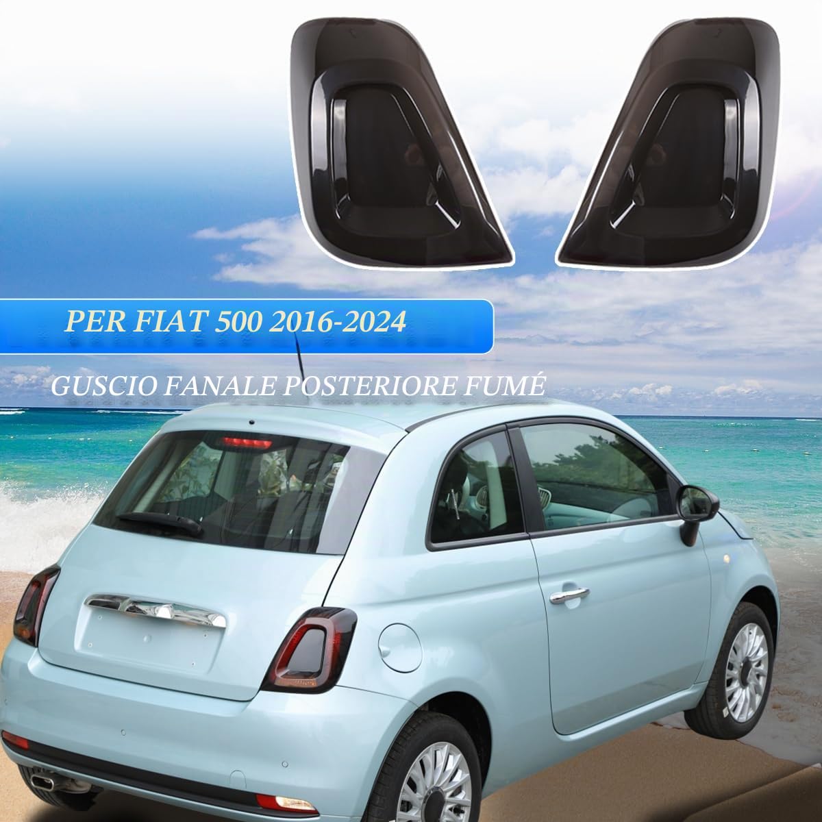 Kit di lenti per fanale posteriore ABS nero compatibile con Fiat 500 2016-2024, copertura per fanale posteriore dell'auto, accessori per la protezione del fanale posteriore esterno