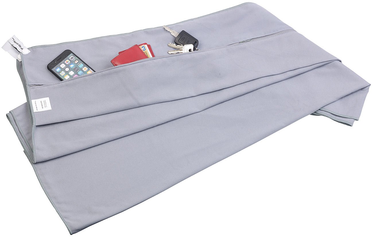 PEARL Strandauflage: 2er-Set Mikrofaser-Strandtücher, Überzug und Tasche, 80 x 200 cm (Strandliegenauflage, Strandliegenauflage mit Taschen, Pool)