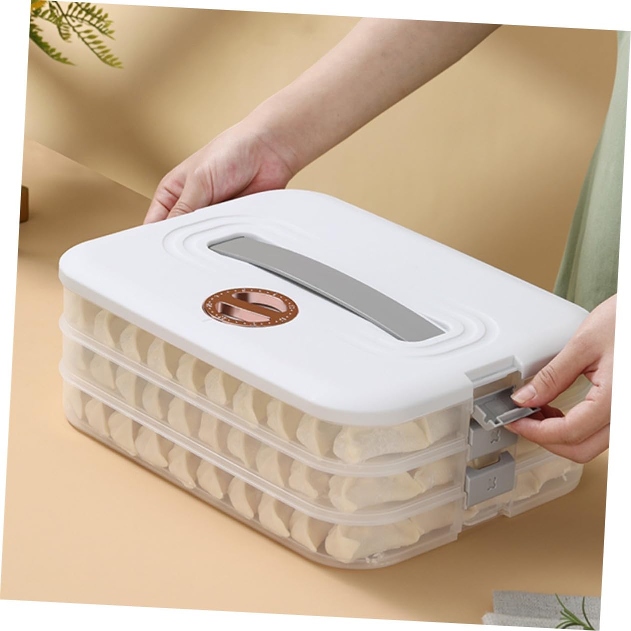 BESTYASH Boîte à Raviolis Empilable 3 Couches, Plastique Alimentaire Blanc, Hermétique Et Réutilisable, Rangement Compact Pour Réfrigérateur, Conserve Fraîcheur, Organisateur Cuisine Pratique