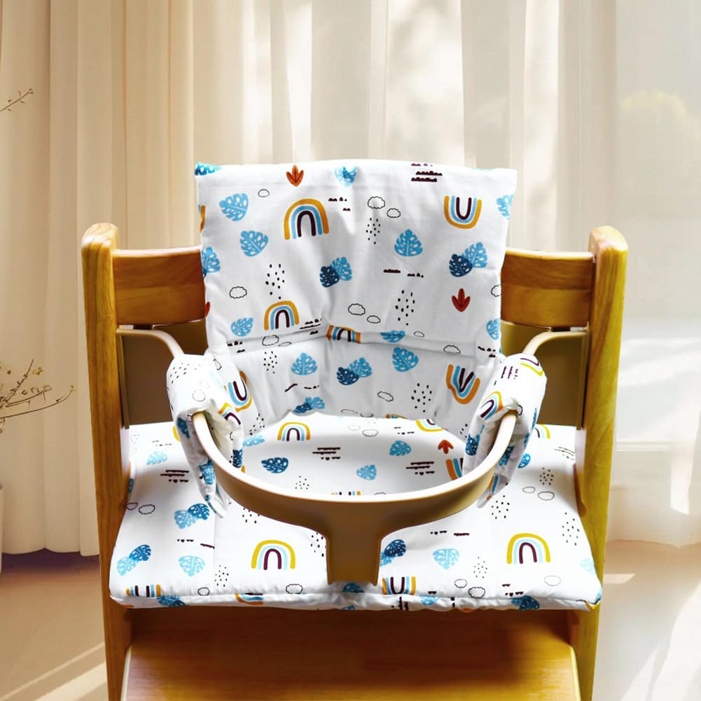 Sitzkissen für Stokke Tripp Trapp, 2-teilig Wasserdicht Rutschfest Hochstuhl Sitzkissen Set Polsterung an Rückenlehne, Bio-Baumwolle Weiches Kissen Abwaschbar Hochstuhlauflage für Kinderhochstuhl