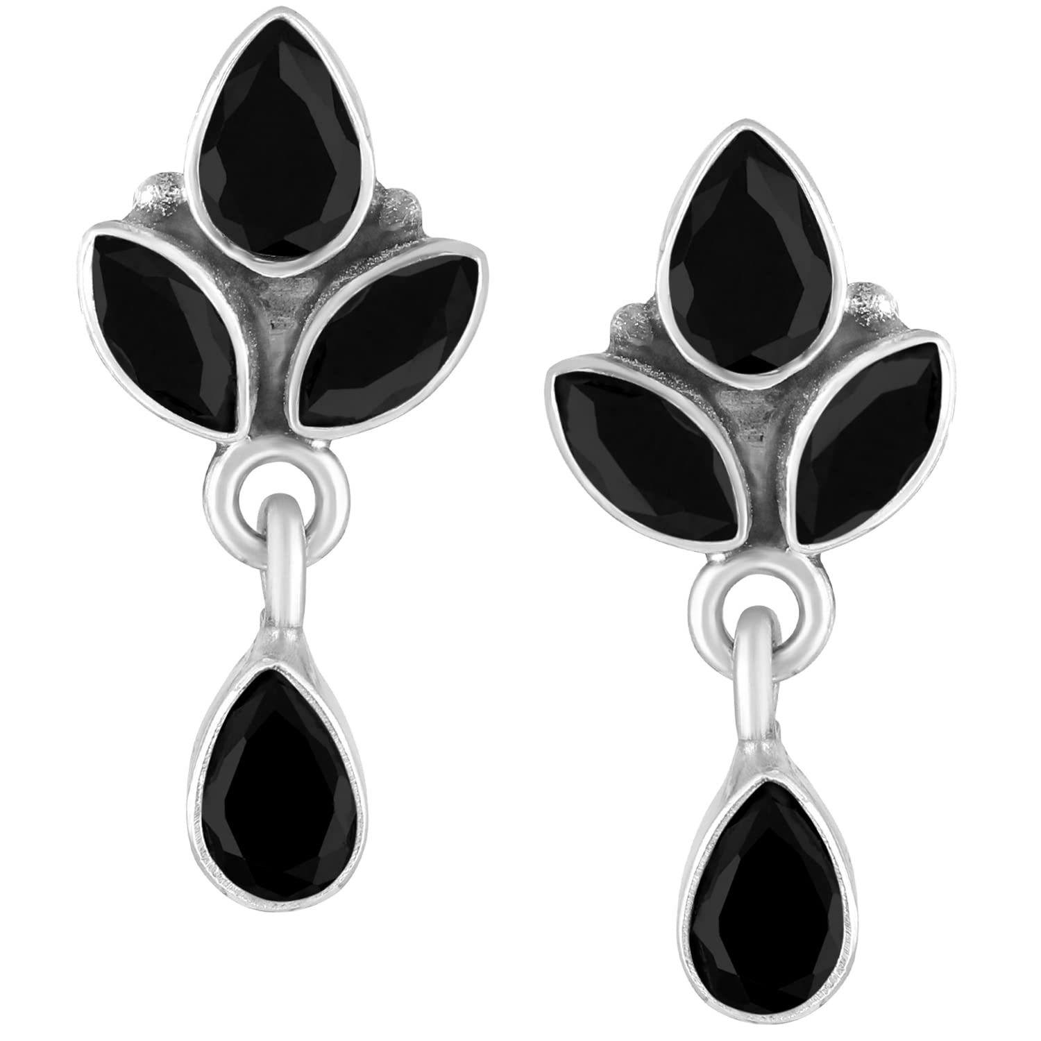 Peora 925 Sterling Silver Diamond Cut CZ Oxidised Finish Anti Tarnish Drop Stud Earrings for Women Girls Navratri Gift Stylish Black (B0B4SR27D4) Amazon Price History, Amazon Price Tracker