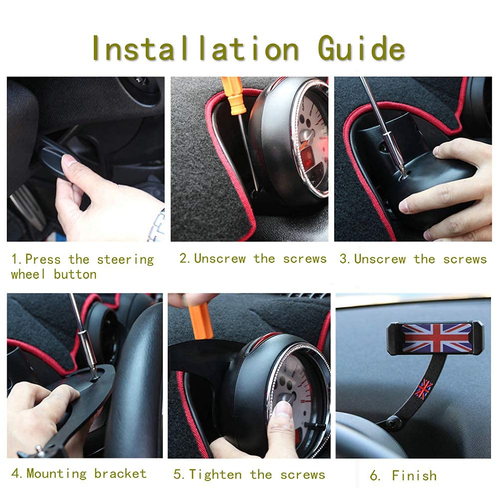 Heinmo Car Phone Mount Folding Holder 360 Degree Foldable Car Phone GPS Mount Cradle Holder Stand for Cooper Clubman Countryman Paceman R55 R56 R60 R61 Clubman Hatchback Countryman Paceman