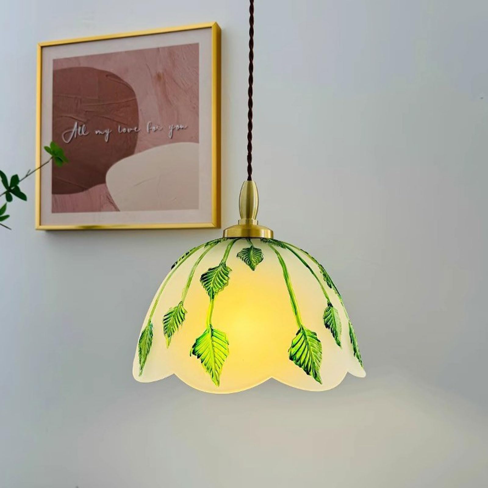 Lampada a sospensione moderna in vetro per comodino con paralume a forma floreale, lampada da sala da pranzo, lampadario sospeso per bar e studio, apparecchio di illuminazione per bancone bar.