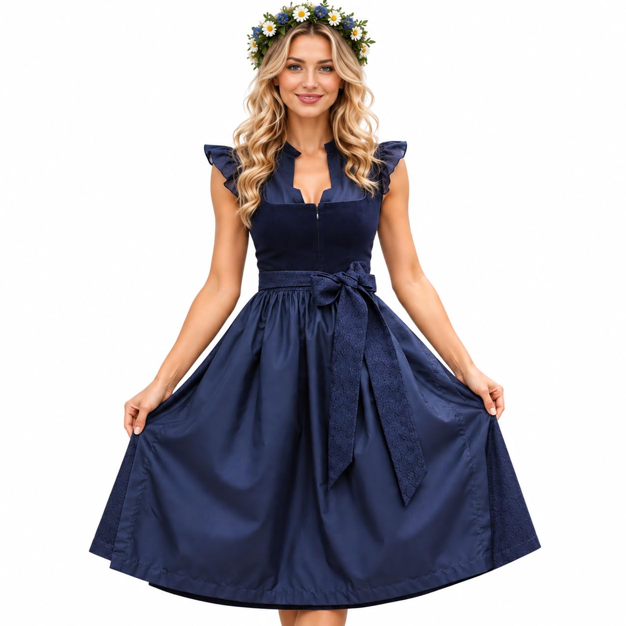 Generisch Dirndl Grosse Grössen Oktoberfest Damen Outfit Dindl Midi Für Schürze 'Dirndl Dirndlkleid Lang Dirnd Samtdirndl Beige Trachtenkleid Drindl Langes Mit Bluse Und Samt Wiesn