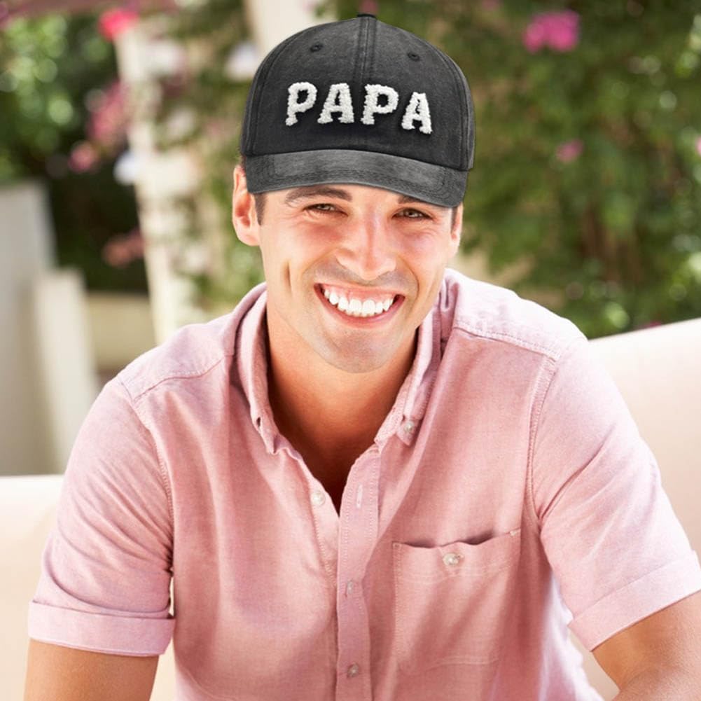 Mama Papa e Mini Cappelli, Regolabile Vintage Cotone Ricamato Genitore Bambino Baseball Capelli, Set di 3 Cappelli Famiglia Abbinati