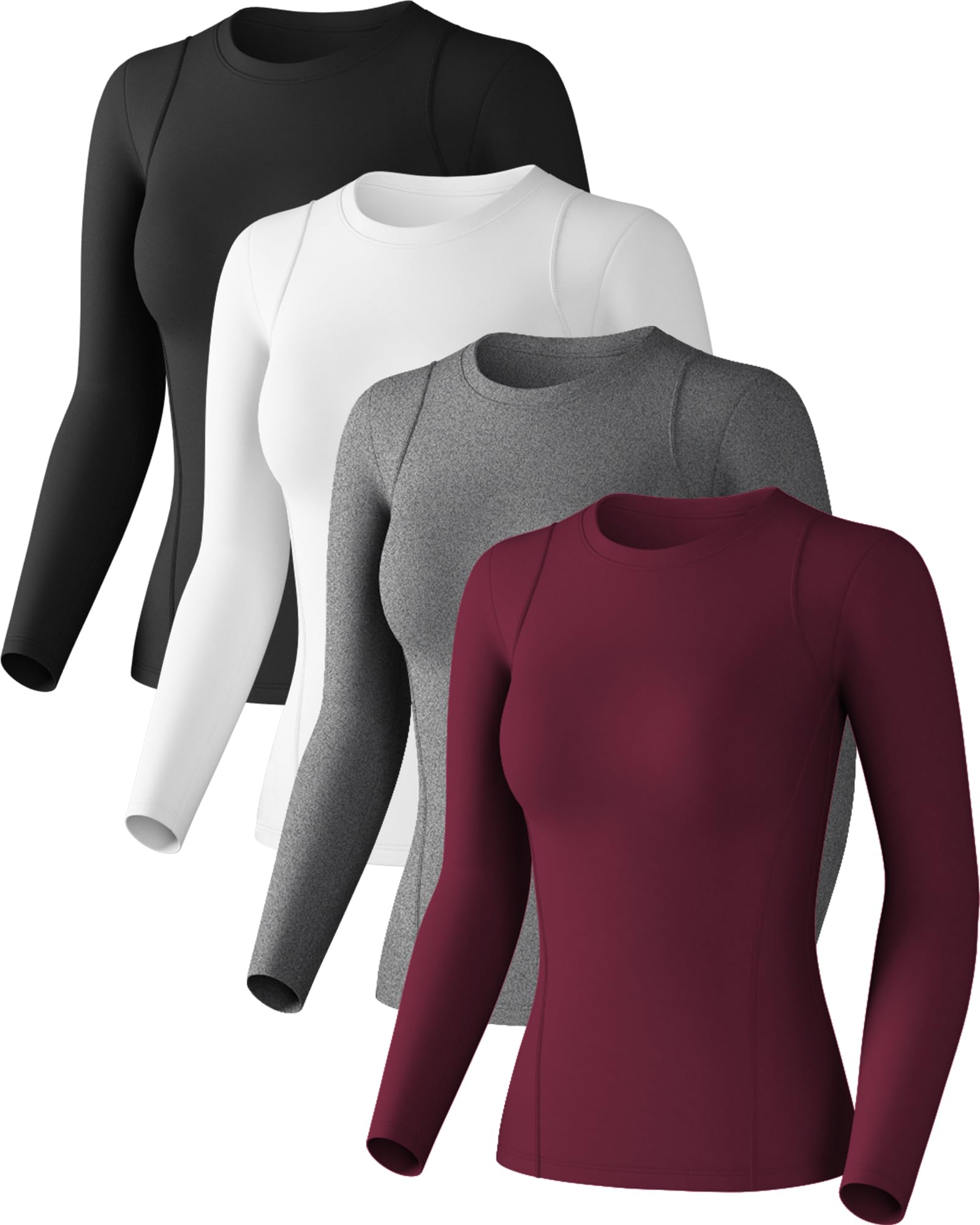 Women's Compression Shirts Long Sleeve Athletic Workout Tops Cool Dry Underscrubs Sun Protection for Gym Yoga Running