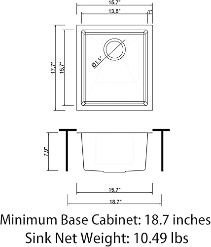 Miniatura 5 de Sinber KSS0001S-OK - Fregadero de cocina con estación de trabajo de un solo tazón de 32 x 19 x 10 pulgadas con acabado satinado de acero inoxidable