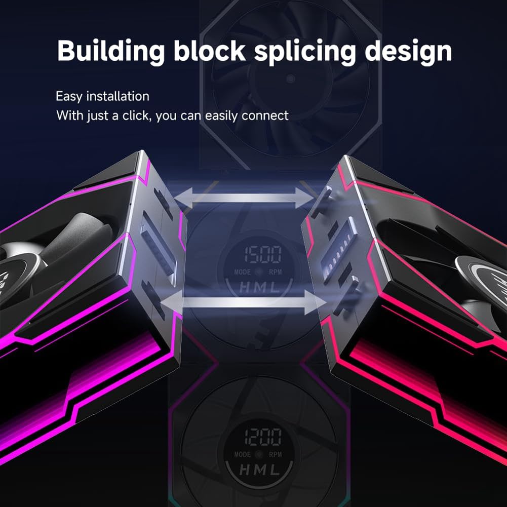 Raffreddatore per CPU ARGB con Design A Specchio Infinito con Schermo, Ventola per Case da 120 Mm, Display Digitale, Raffreddamento per Computer, 600-2100 /Min.
