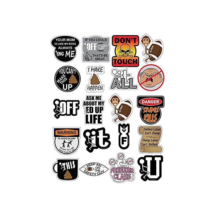 Buy 1 Set XL (20pcs) Hard Hat, Tool Box Stickers Funny 100 PVC