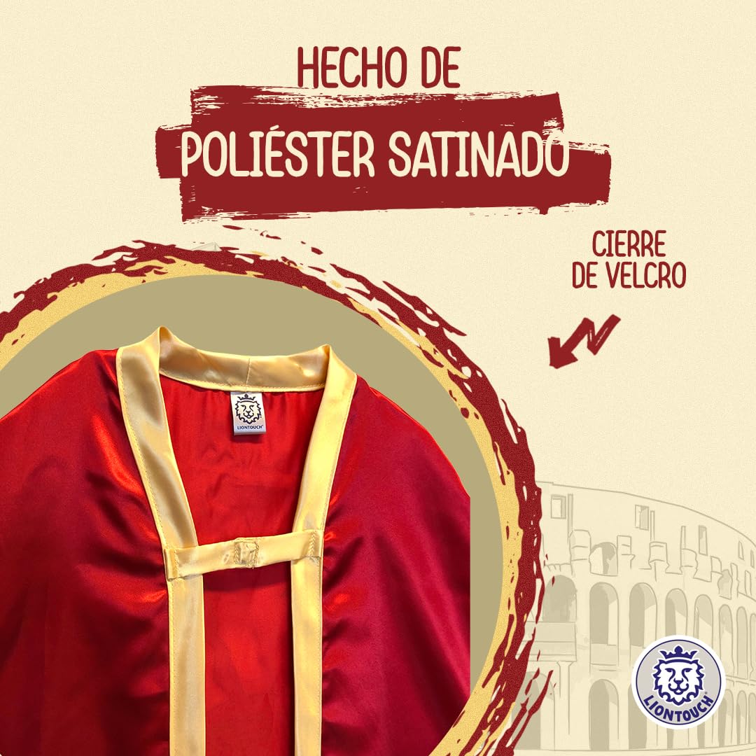 Liontouch - Capa Romana de Legionario para Niños 3-8 Años, Talla Única | Juguete Histórico para Juego como Soldado en Antigua Roma | Accesorio para Disfraces, Vestidos Elegantes y Trajes Reales