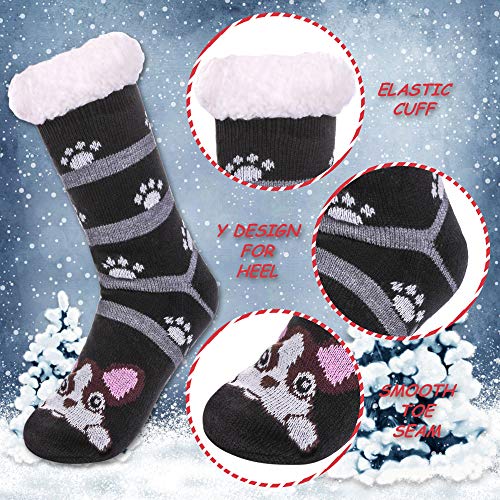 Dyw Women Winter Thick Slipper Socks With Grippers Non Slip Warm Fleece Lining Fluffy Fuzzy Socks Christmas Gifts thumb #3