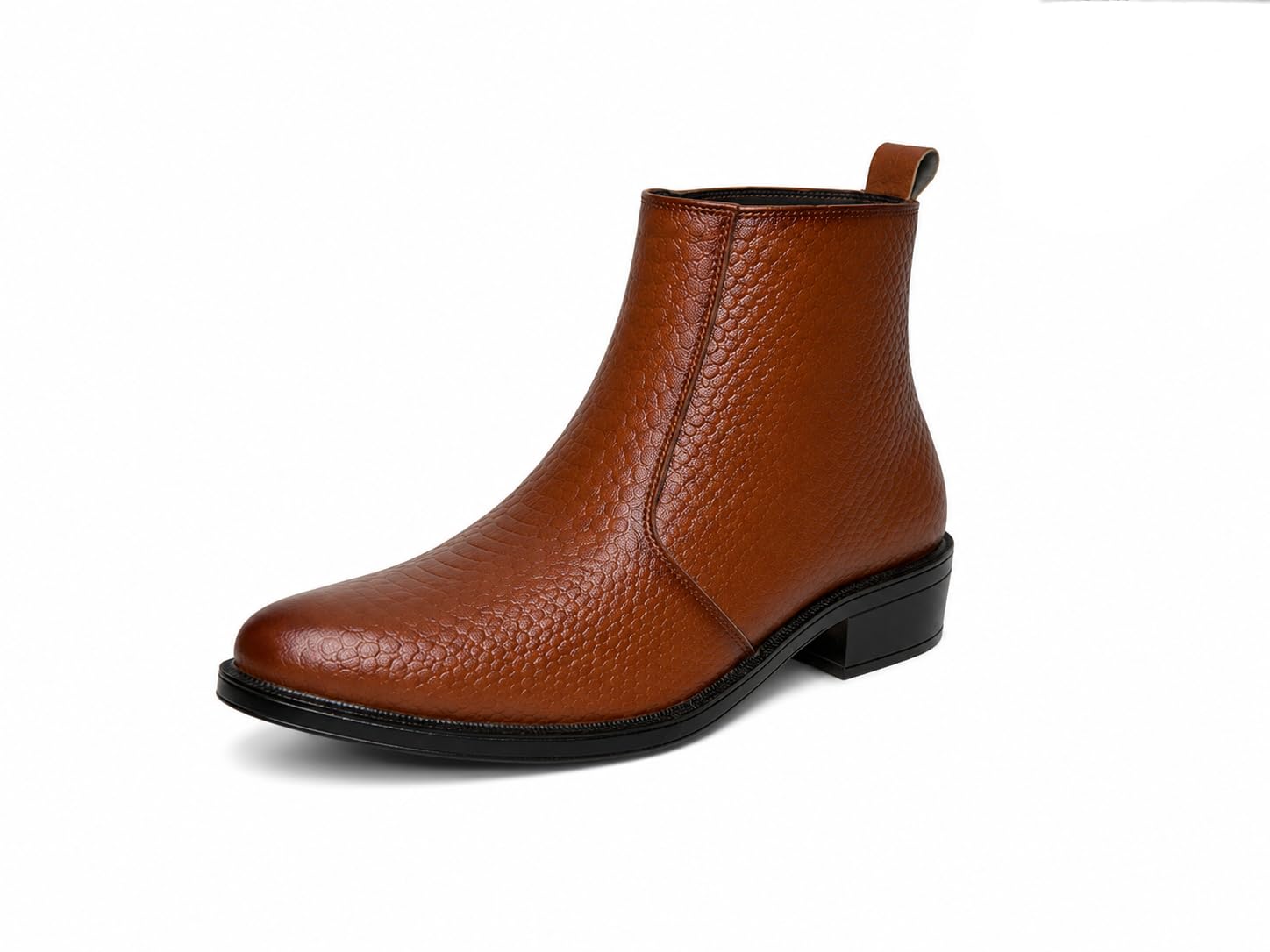 Men's Textured Ankle Boots with Side Zipper – Classic Formal Chelsea Style (CH-02)-image-36