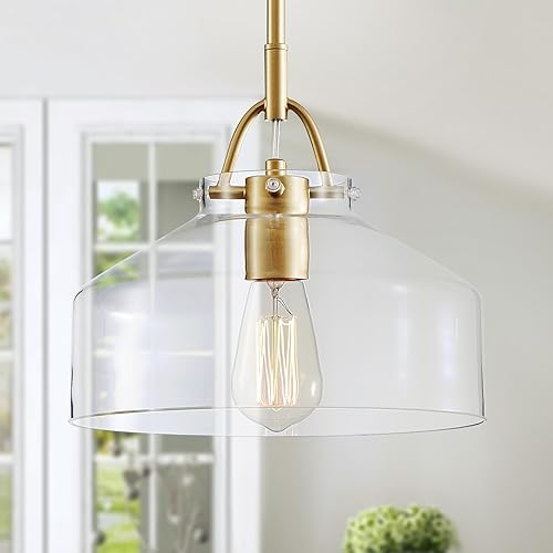 WUZUPS Candelabro rústico rústico industrial redondo para techo, lámpara LED con pantallas de vidrio transparente para comedor, cocina, isla,