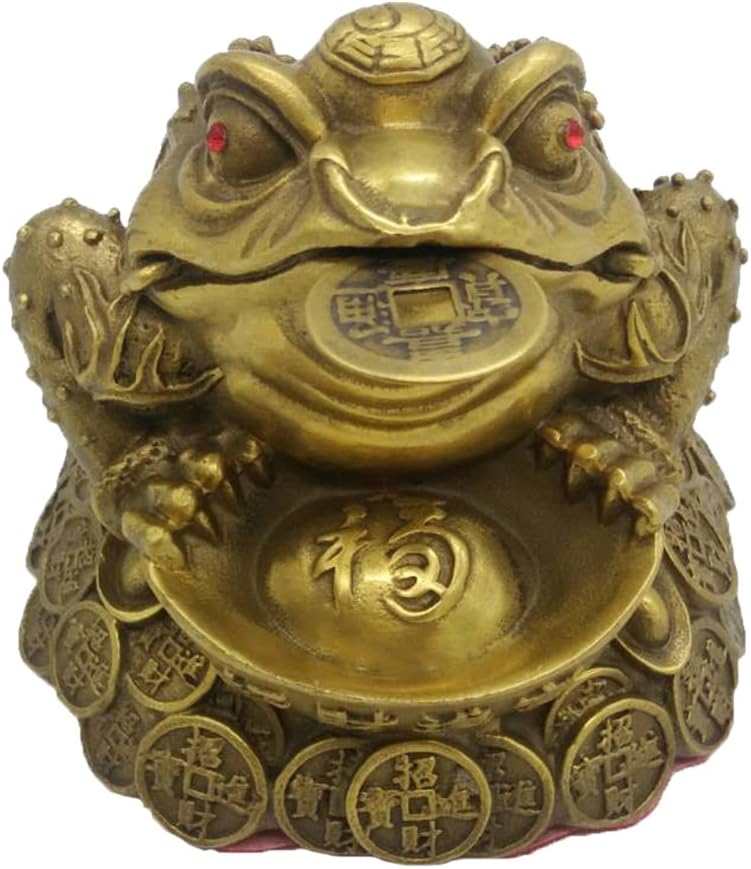 Feng Shui Brass Money Frog Statue Wealth Toad Sculptures