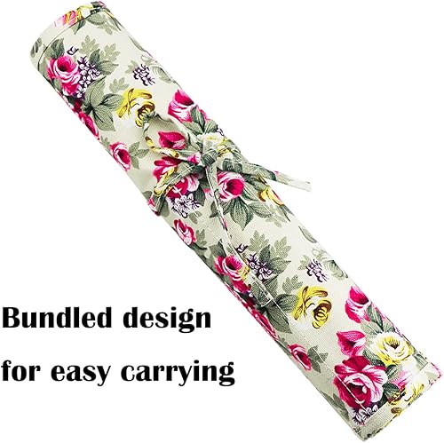 Miniatura 6 de YOLUFER 22 ranuras lienzo arte pintura pincel bolsa lienzo pincel bolsa acuarela pinceles rollo para pintura pincel