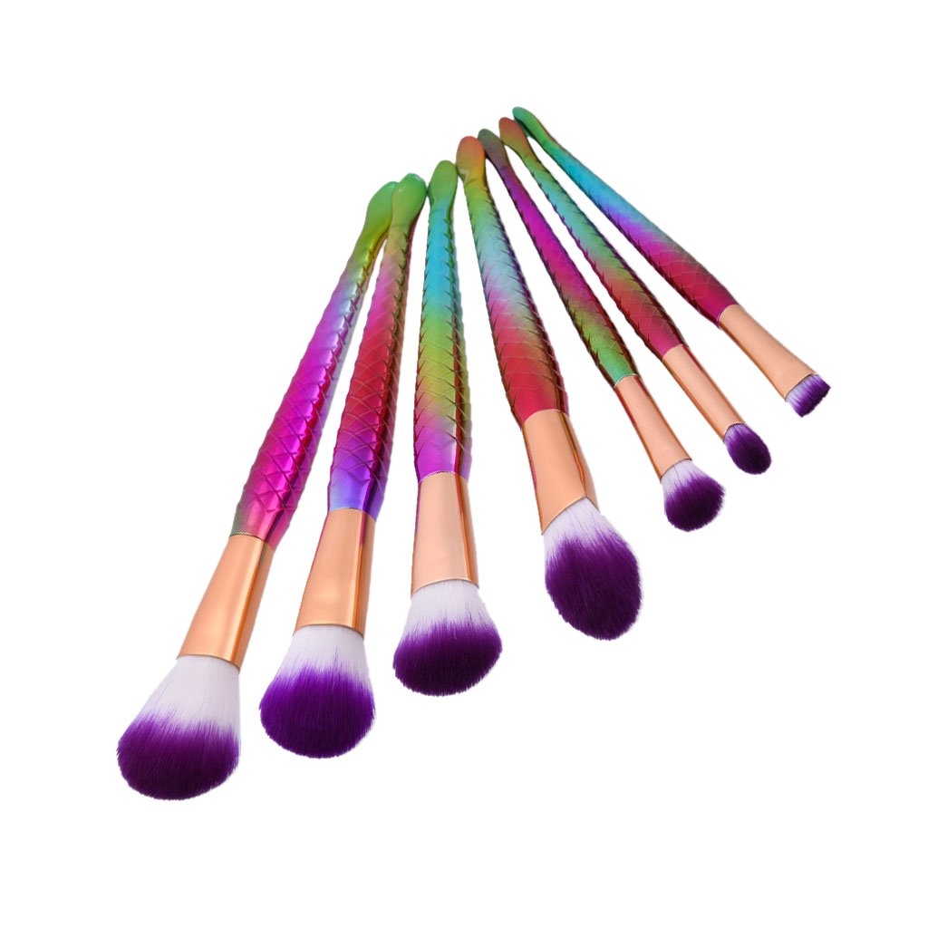 PopEye 7pcs Rainbow Mermaid Makeup Brushes Set Cosmetic Concealer