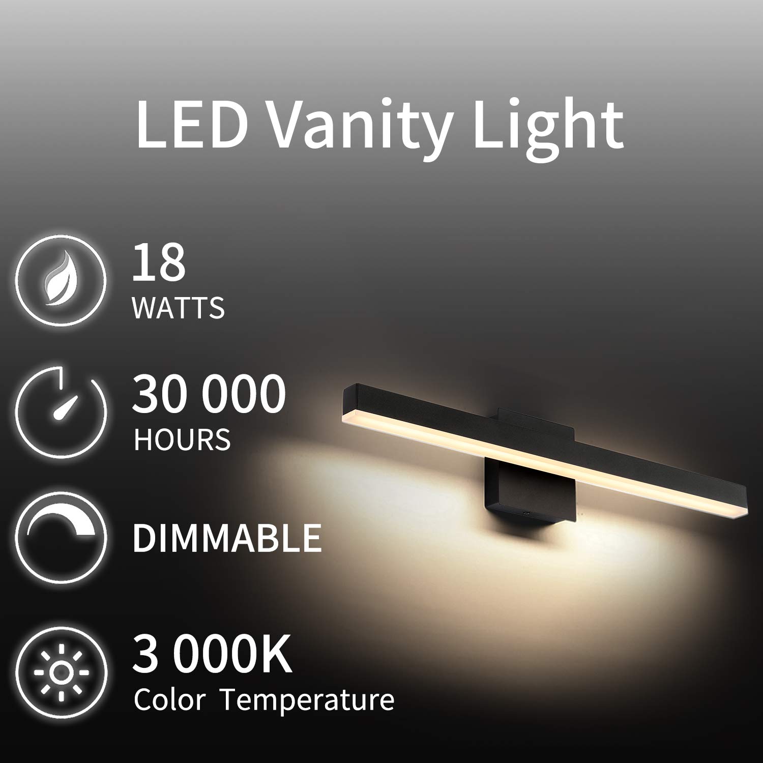 JOOSSNWELL LED Bathroom Vanity Light Fixtures Dimmable 24" Inch Modern ...