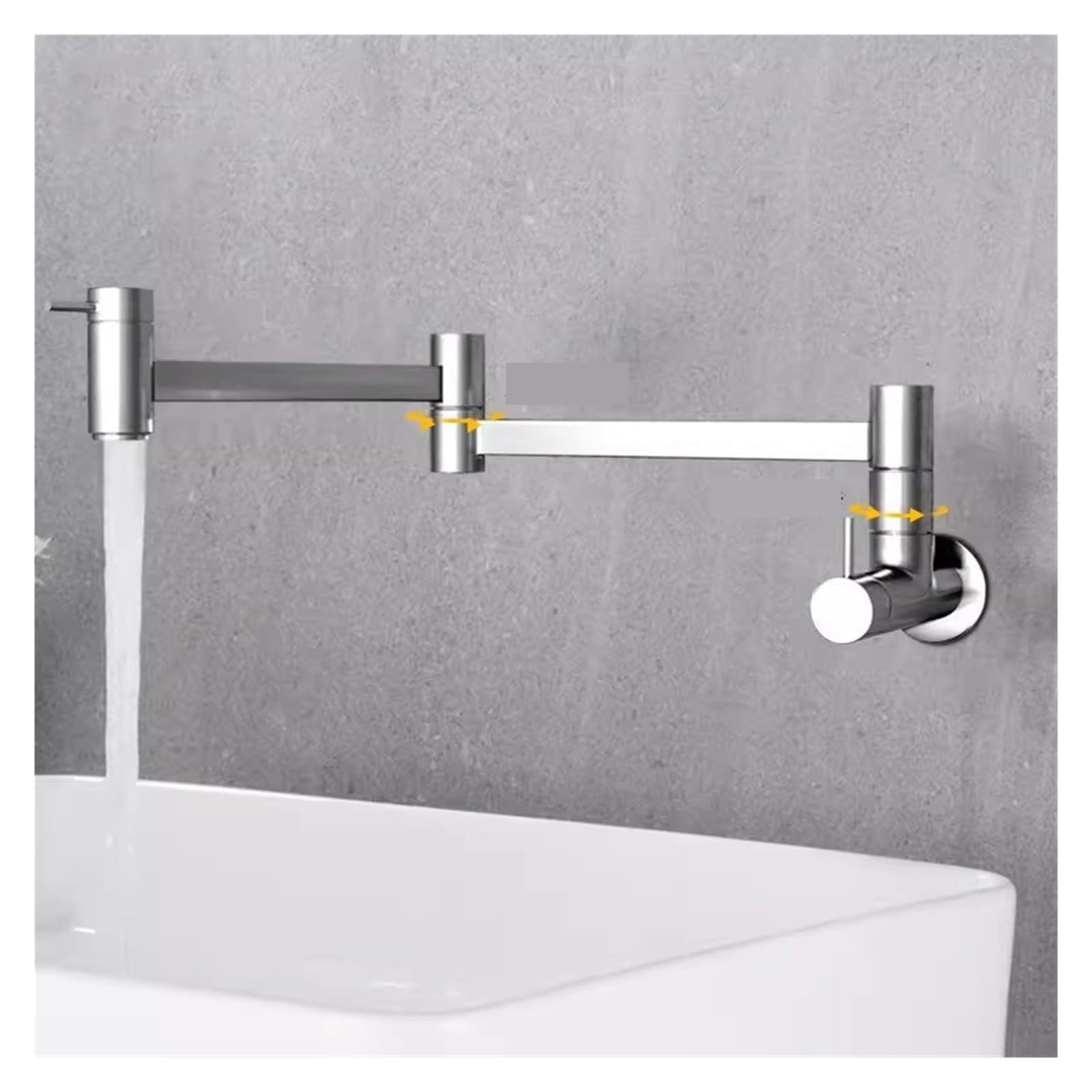 ZQFHSX Pot Filler Tap, Brass Wall Mounted Kitchen Sink Faucet, 360 Rotate Folding Spout Spigot Single Cold Taps for Most Scenarios(Chrome 1)