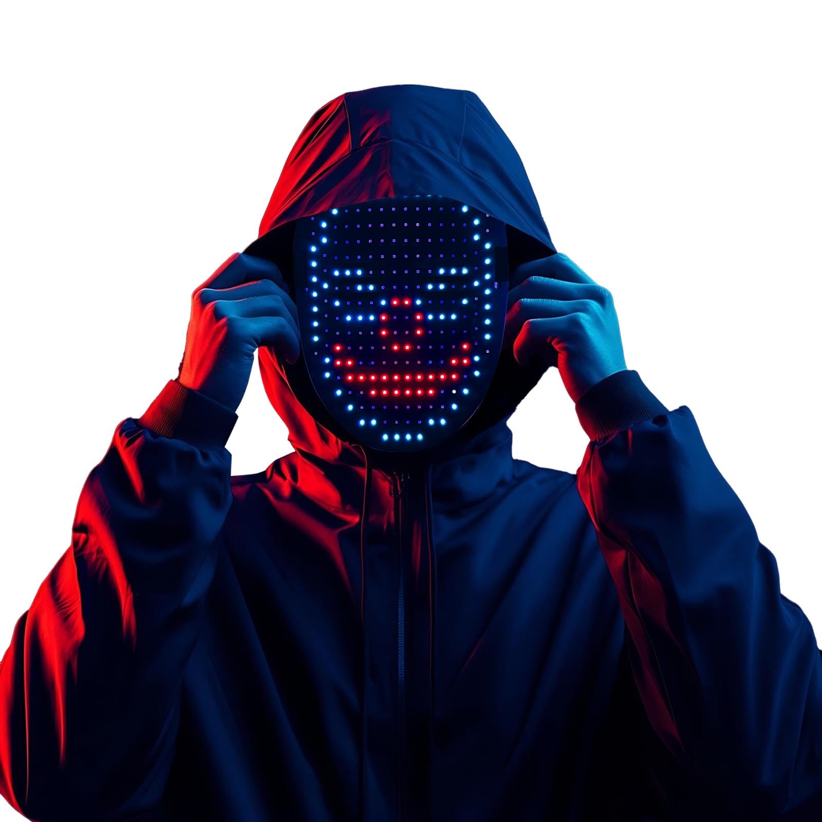 LED Mask with Gesture Sensing Cool Light Up Transforming Face Mask for Halloween Xmas Cosplay