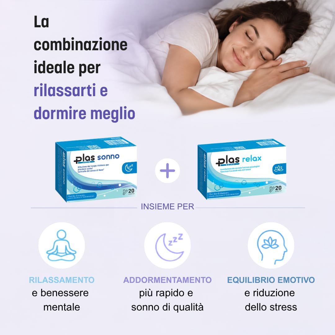 Relax + Sonno – Duo Benessere Psicofisico Giorno e Notte – con Magnesio, Rodiola, Vitamina B6, Melatonina, Griffonia e Camomilla – 40 Stick Gel Senza Acqua Made in Italy