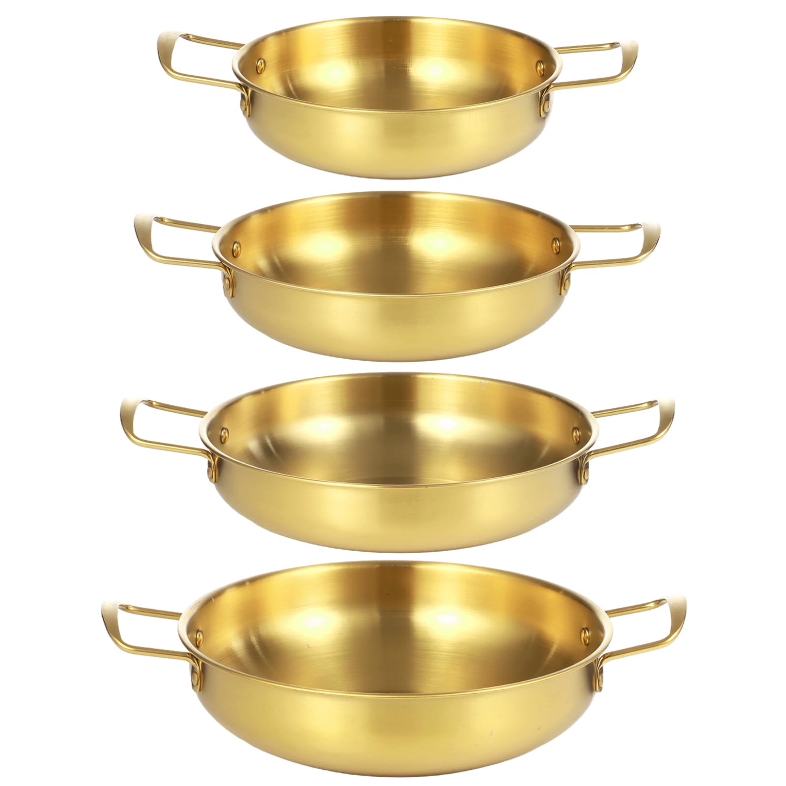 Koreanischer Ramentopf mit Doppelgriff, Edelstahl-Kochtopf, 21,6 - 27,9 cm, flacher Boden, für Nudeln, Nudeln, Suppe, 4 Stück