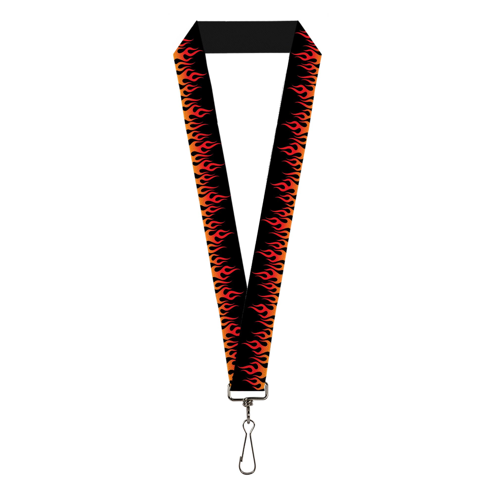 Buckle-Down Women's Multicolor Buckle Down Lanyard-1.0"-Flames Black/Orange/Red Key Chain, One Size