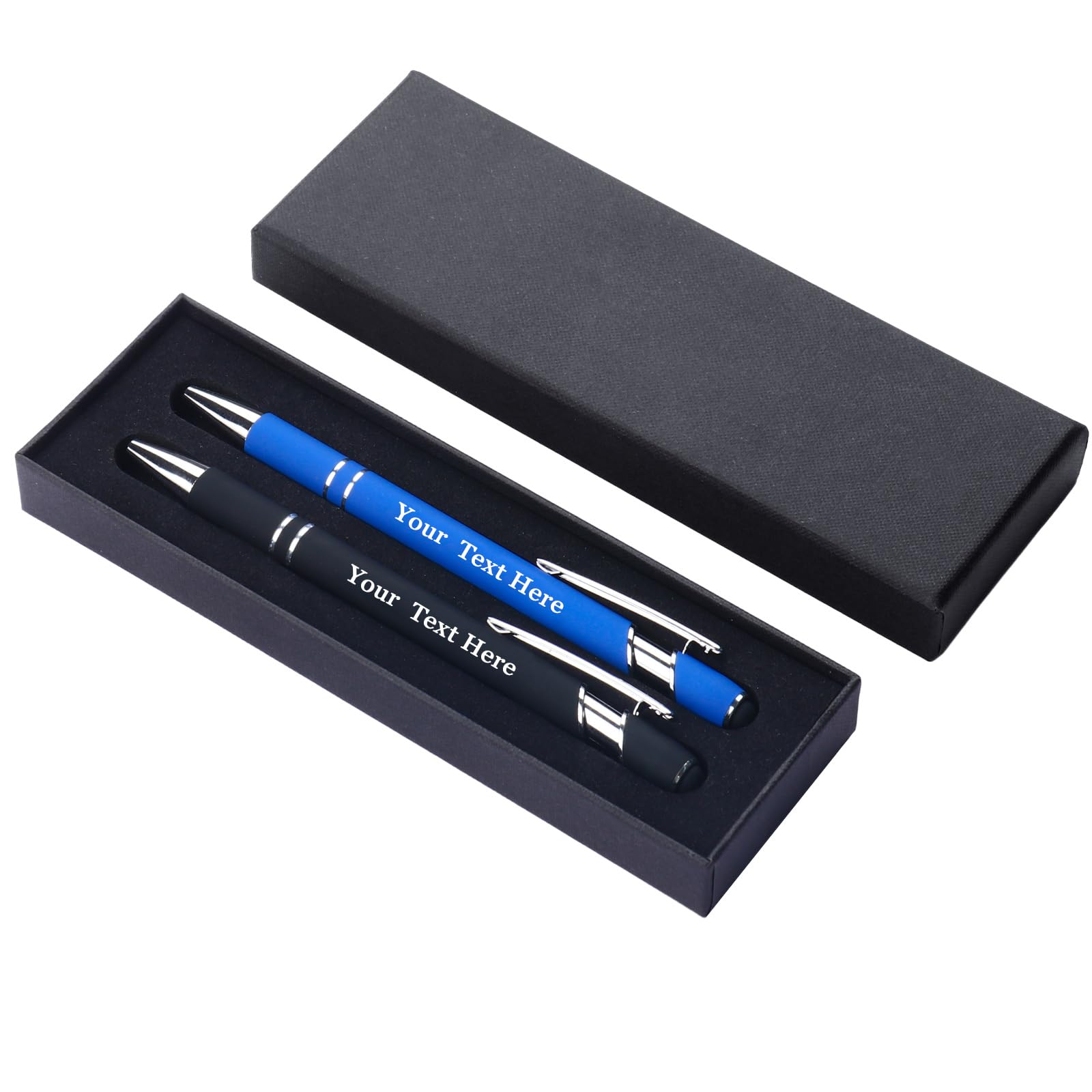 NGTSFLY Personalized Pens Gift Set - 2 Pack Metal Custom Ballpoint Pen with Gifts Box & 2 Pack Extra Refill - Customized Engraved Pen with Name, Logo