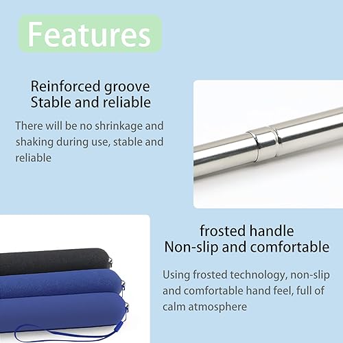 Miniatura 4 de Puntero telescópico, puntero de enseñanza, con función de escritura capacitiva, punta de bolígrafo reemplazable, con cordón (azul)