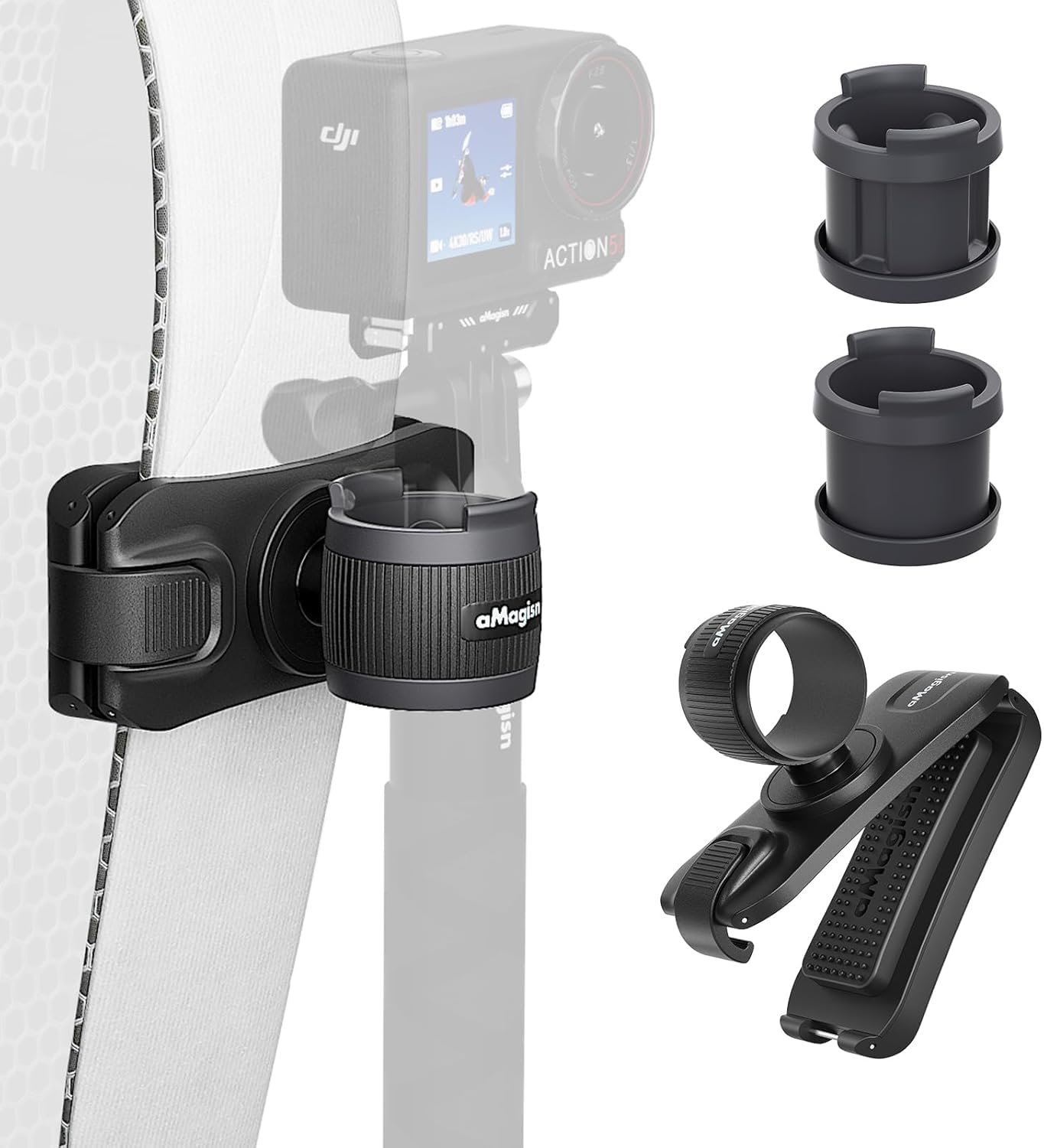 Selfie Stick Backpack Hanger Clip Mount, AMagisn Quick Attachment Hook for Action Cameras, Compatible with Go Pro, 360 Cameras, DJI, Insta 360 Accessories – Adjustable Strap Clip (Black)-image-39