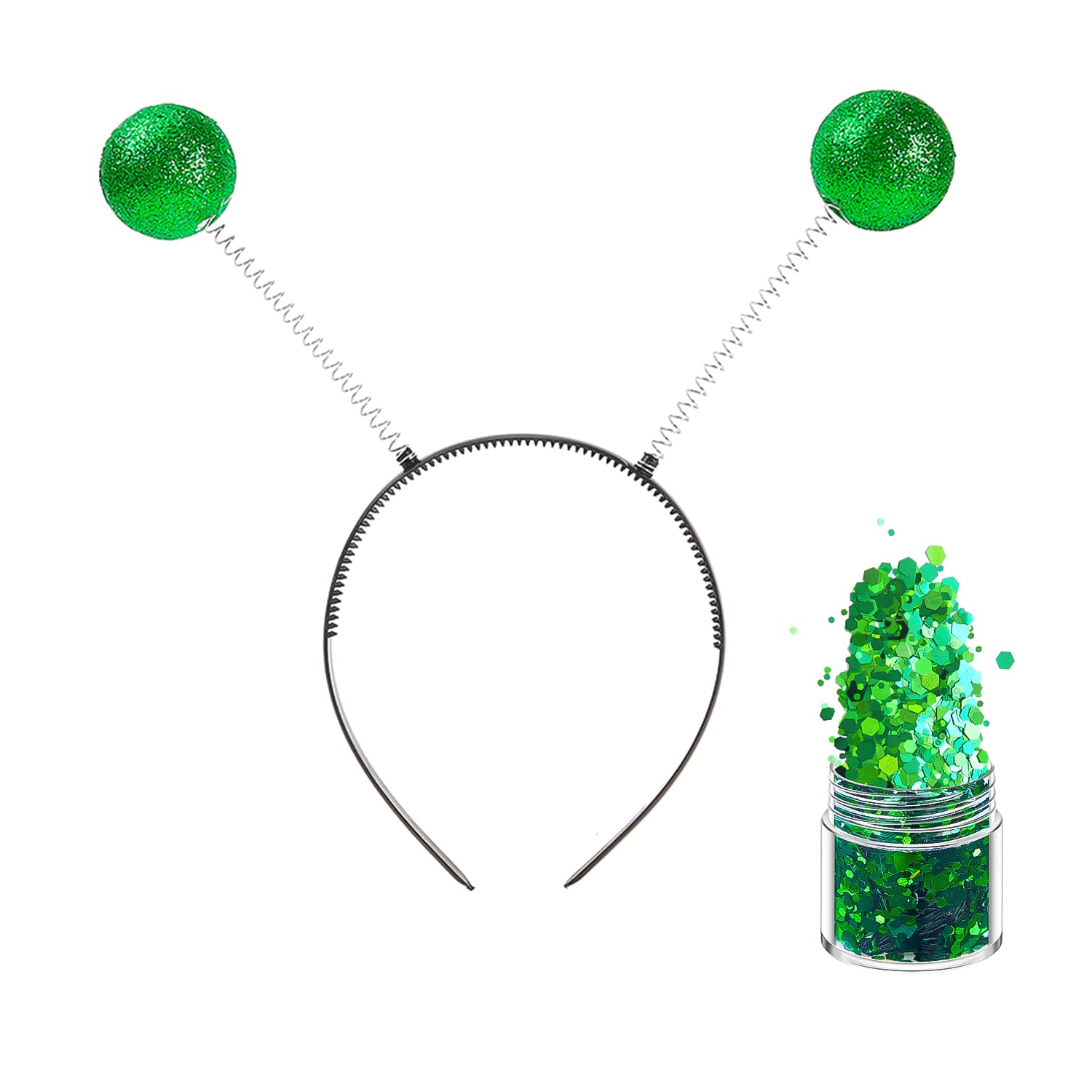 Bohue 2pcs Alien Headband and Glitter Alien Antenna Headband Martian Antennas Head Bopper Glitter Alien Costume Accessory for Halloween Party Costume