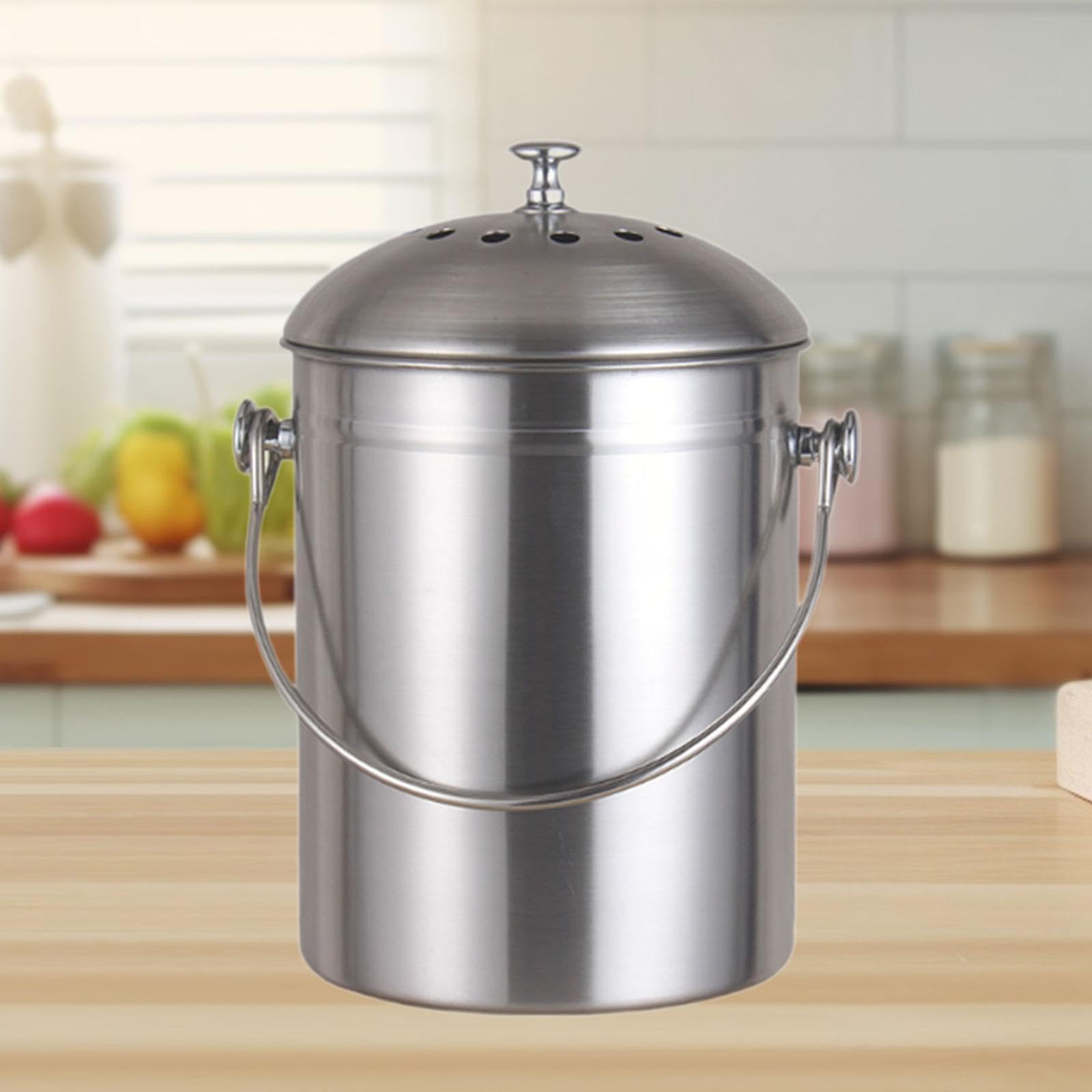 KESOTO Contenitore per Il Compost in Acciaio Inossidabile Peel Contenitore per Il Compost Riciclabile per Il Bancone della Cucina