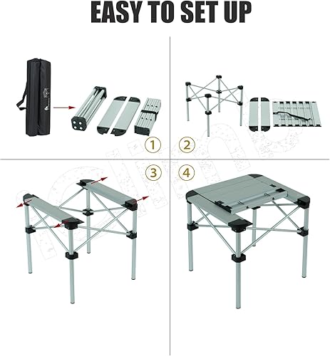 Miniatura 8 de iClimb Alu ligero y estable. Mesa cuadrada plegable enrollable con bolsa de transporte para camping, picnic, patio trasero, barbacoa, campamento,