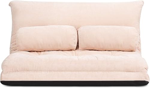 Giantex Sofá ajustable con 2 almohadas sofá cama plegable multifuncional de 6 posiciones sofá cama para dormir sofá multifuncional de gamuza para