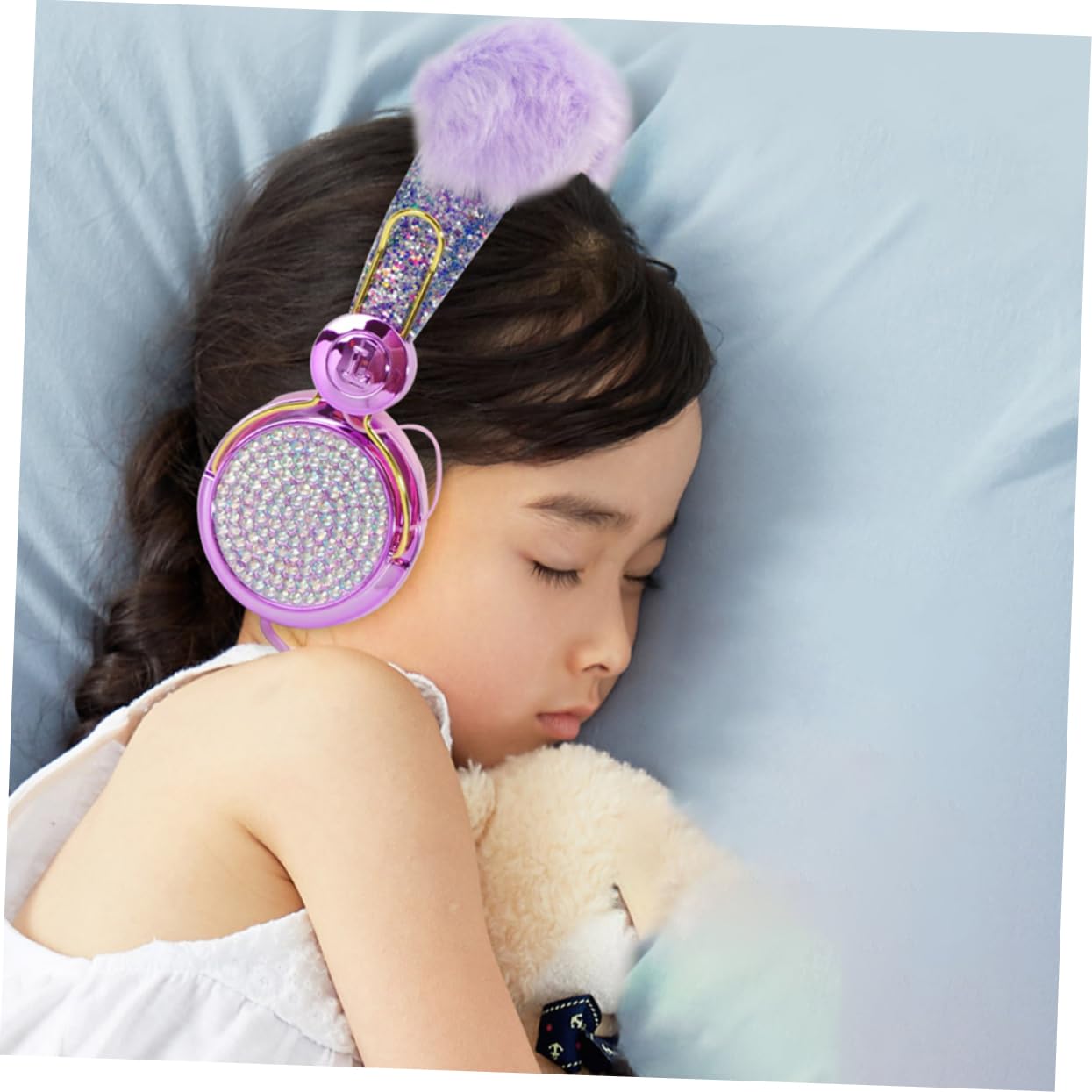 Uonlytech 2stücke Kinderkopfhörer Mit Glitzer Und Furry Lautstärkebegrenzung Geeignet Für Jungen Und Mädchen Für Schule Und Reisen Mit Mikrofon Für Smartphones Und Computer