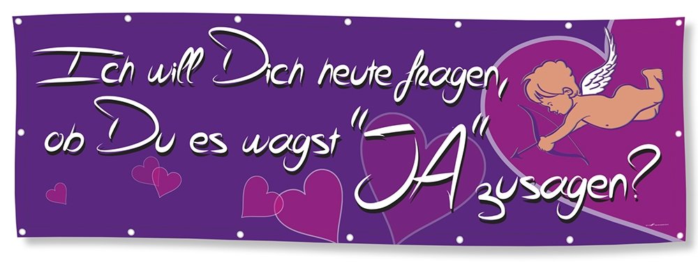 Hochzeitsbanner Banner Werbebanner - Ich will Dich heute fragen JA zu sagen - 3x1m - Spannband - 309982