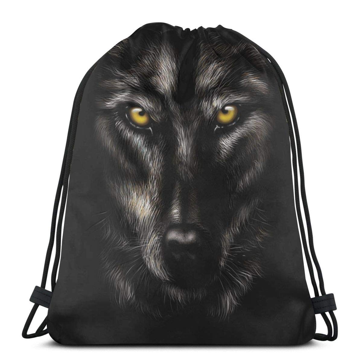 Cool Black Wolf Unisex Drawstring Backpack Bag Sport Gym Travel Sackpack