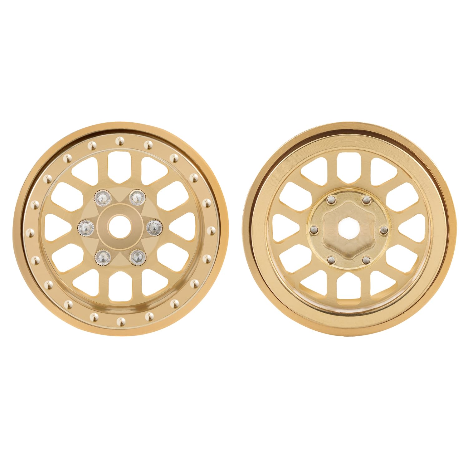 TCRC 4PCS Brass Deep Dish 1.0 Inch Beadlock Wheels Hubs for 1/24 Axial SCX24 TRX4M FCX24 Redcat Ascent-18 HPI Venture18 1/18 RC Crawler Car Upgrade Parts