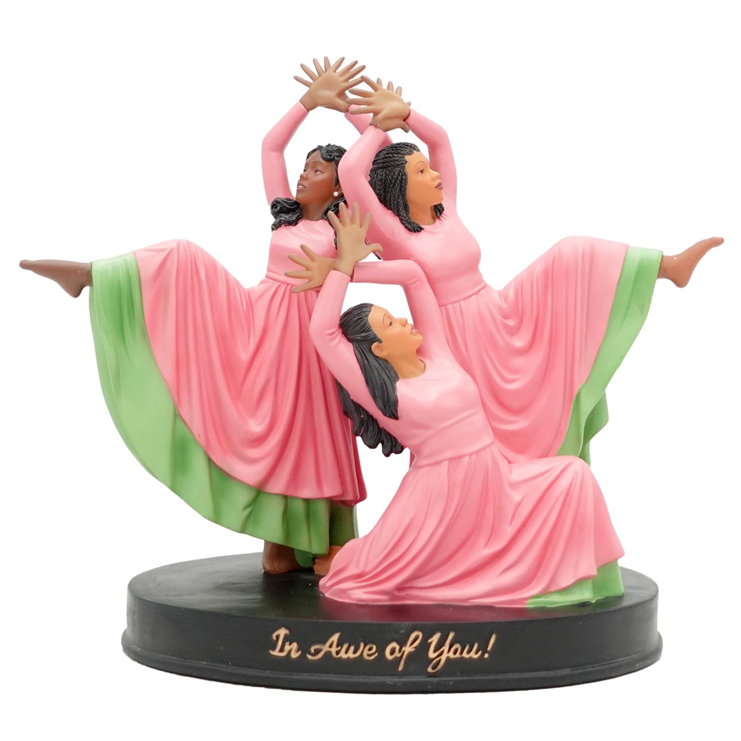 African American Expressions -in Awe of You (Pink/Green) Figurine (7" x 6.25" x 7.5") - FAOY-40