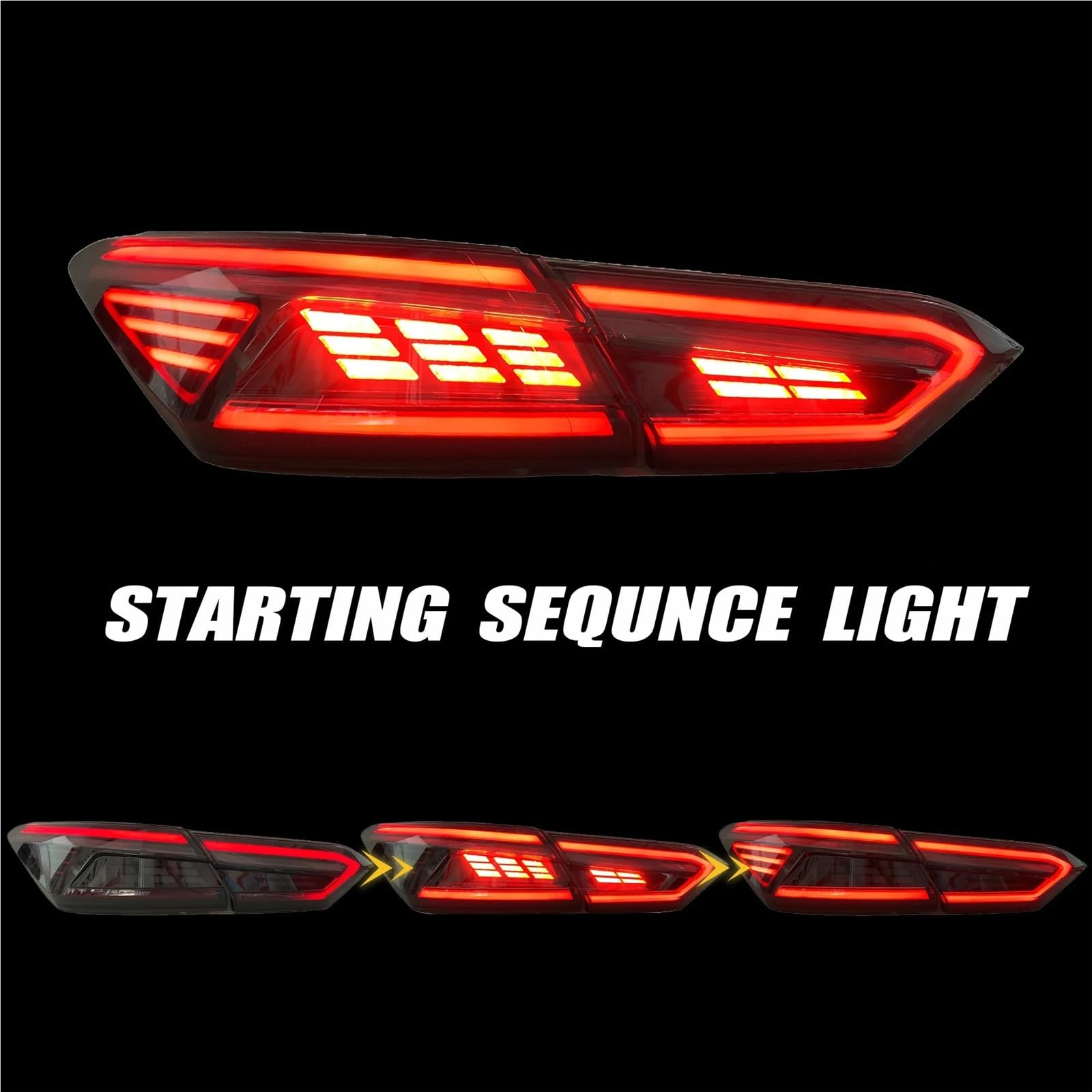Lampa tylna zespolona Halogen światła Zestaw tylnych świateł samochodowych do Toyota Camry 2018-2021 LED Dynamiczny kierunkowskaz Animacja uruchamiania Plug And Play(Clear Inside White)