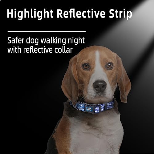 Miniatura 95 de Roses&Poetry Collares para perros medianos, con estampado de leopardo, collar ajustable de nailon para mascotas, duradero y reflectante para perros