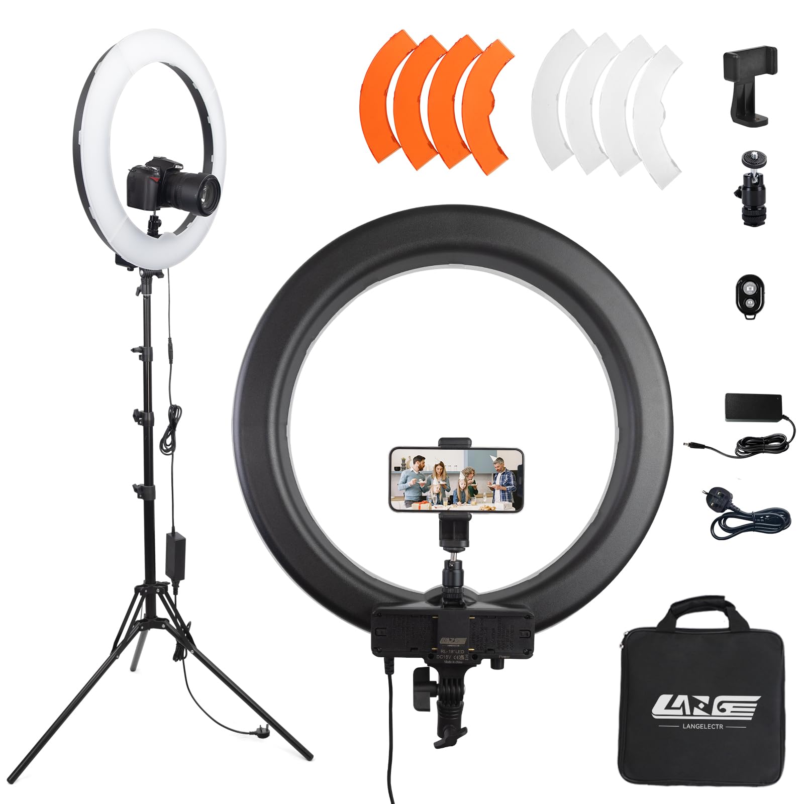Der messblinzler langelem iii 18. "55w 5500k LED Ringlicht,die Farbe Von led-lampen， ringlicht mit stativ, Kamera für TikTok ，Salons，Self Porträt Foto, YouTube, Make up （RL18