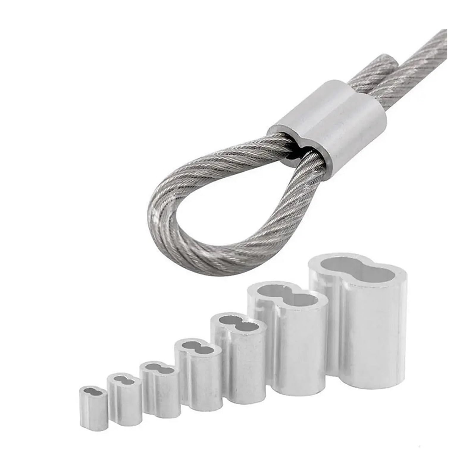 Puntali, Manicotti for crimpare cavi 1000 pezzi Puntali for filo a doppio foro Accessori hardware for corda con tappo in alluminio a 8 forme