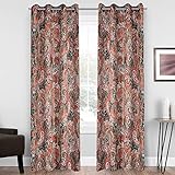 HUTO Red and Brown Paisley Printed Damask Floral Pattern Blackout Curtains 84 Inches Long for Bedroom Thermal Insulated Room Darkening Energy Saving Grommet Window 2 Panels for Living Room 52 Wide