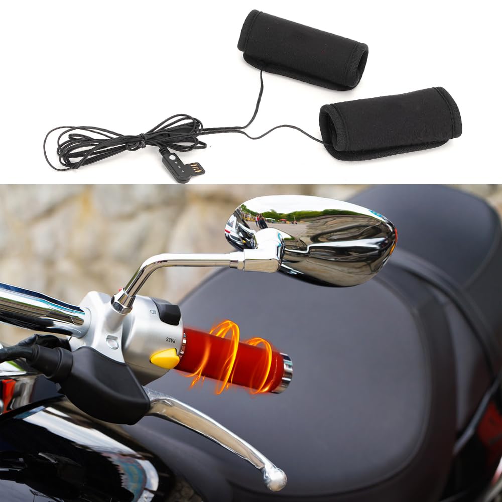 Psytfei Motorcycle Heated Grips 5v Heated Motorcycle Grip Pads Motorcycle Handlebar Heated Pad Motorcycle Warm Heated Grip Kit Electric Handlebar Grip for 22?32mm/0.9?1.3in