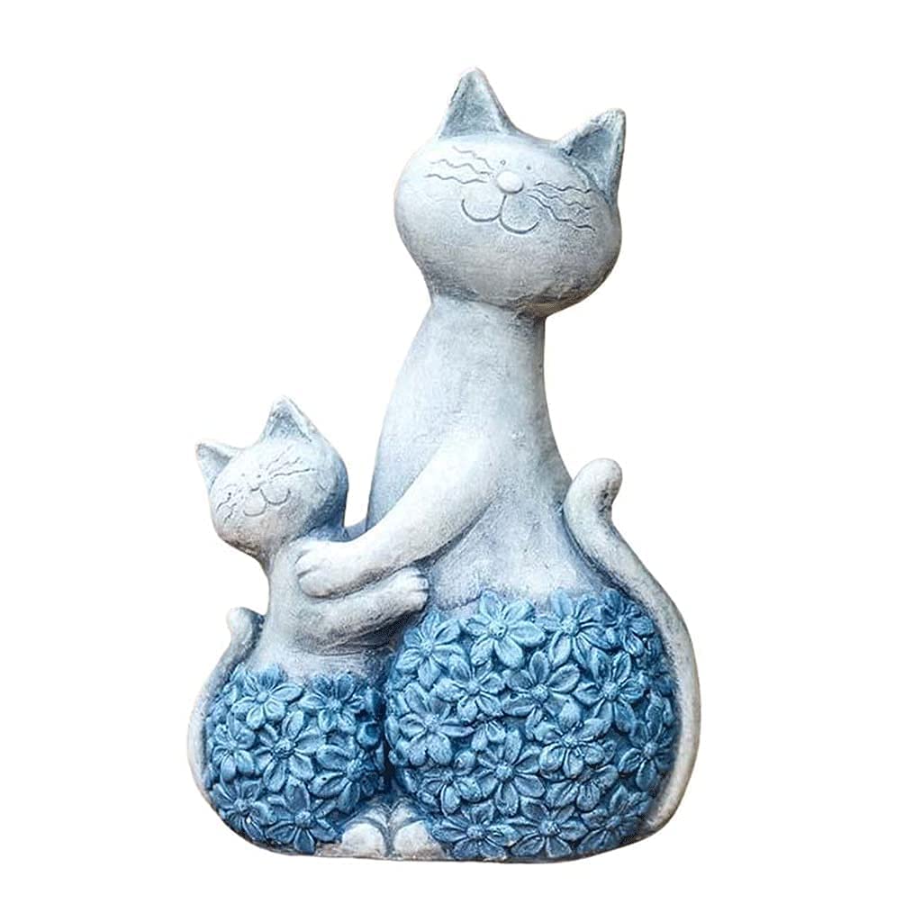 Ornement de jardin mignon mère et enfant chat pour célébrer l'amour familial au quotidien