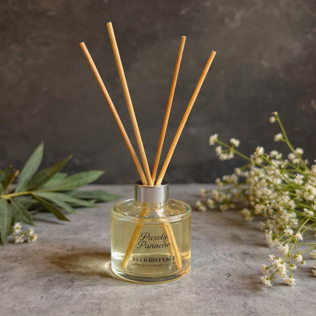 Purely Panache Luxury Reed Diffuser – Flora, 120ml (Pack of 1) | Long-Lasting Luxury Home Fragrance, Rose & Musk Aromatherapy Diffuser comes with 5 reed sticks