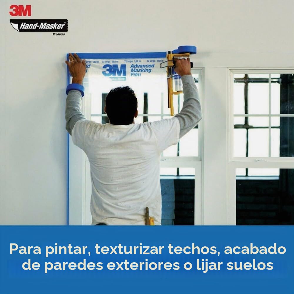 3M Pro Herramienta Hand-Masker M3000 para enmascarar películas y papel, todos los anchos de cinta, 1 dispensador sin cuchilla