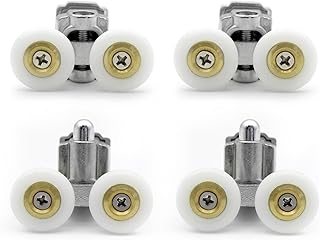 KEABATH 4pcs Solid zinc alloy Shower glass door roller shower twin door wheels runner pulleys 23mm diameter wheels for Shower enclosure shower room shower screen door rollers replacement